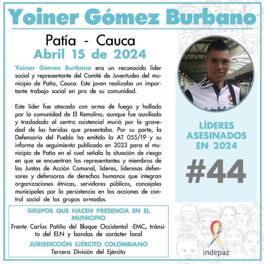 43, 44 y siguen los asesinatos en Colombia 43, 44 y siguen los asesinatos en Colombia